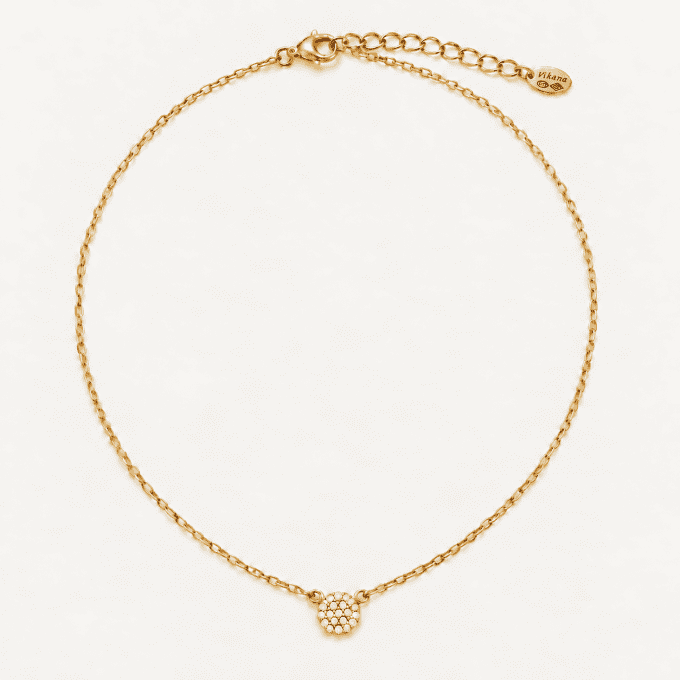 Collier médaille scintillante dorée