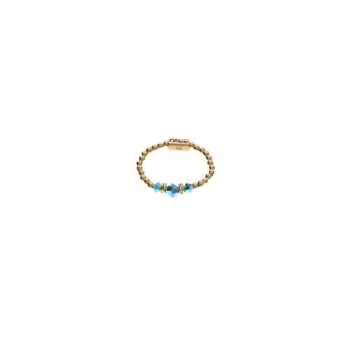 BAGUE DOREE SUN SEA CRISTAUX TURQUOISE 