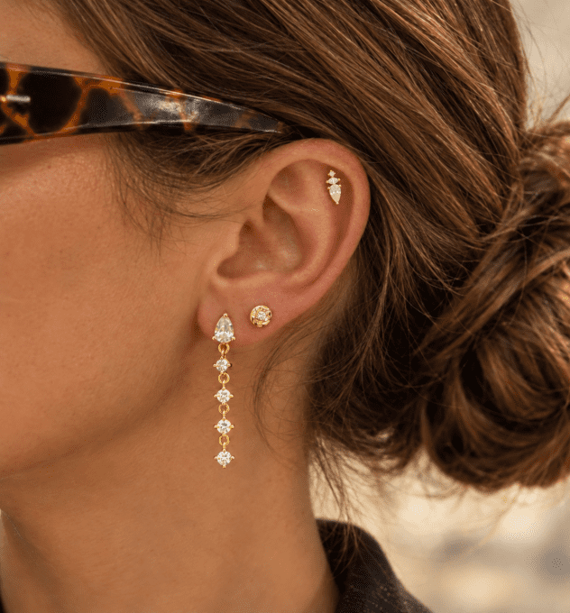 Boucles d’oreilles dorées rivière scintillante