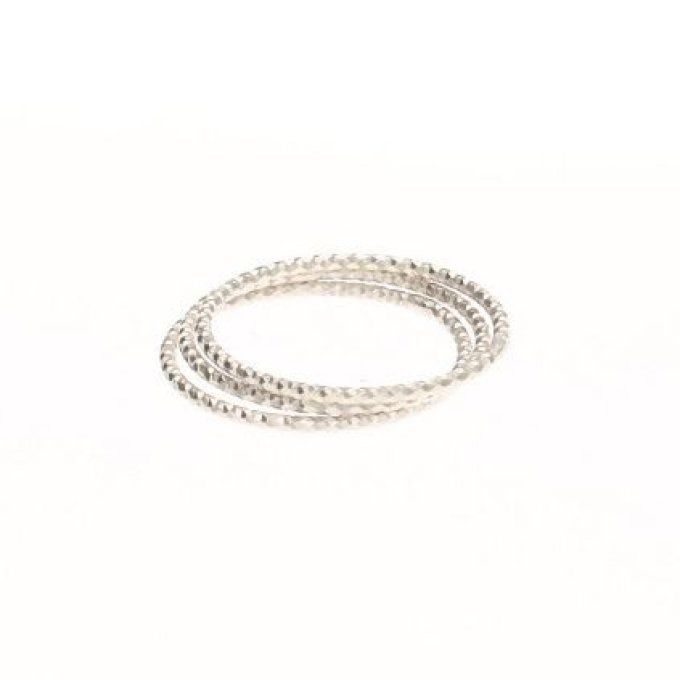 PACK BAGUES  3 ANNEAUX FACETTES ARGENT OU DORE 