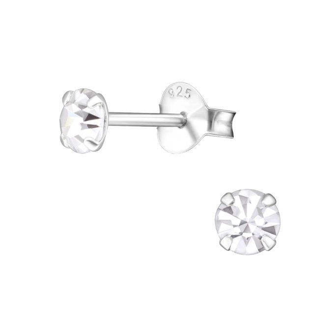 Boucles  clous zirco rond 4mm