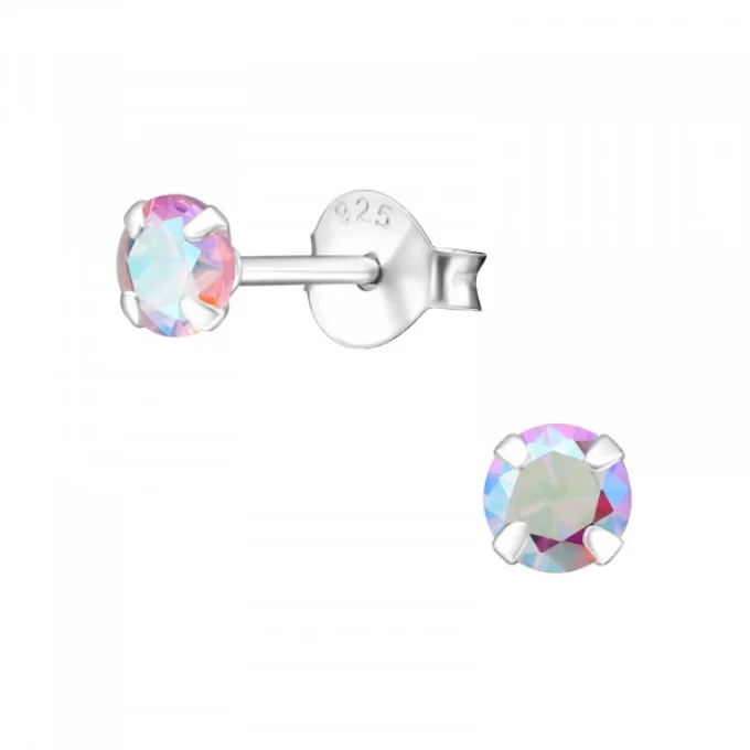 BOUCLES ZIRCONIUM ROSE 4 MM 