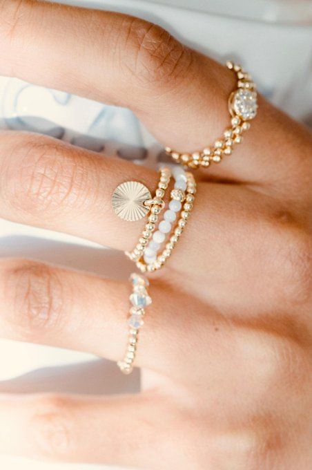 BAGUE LES ÎLES D'OR PAVE DORE