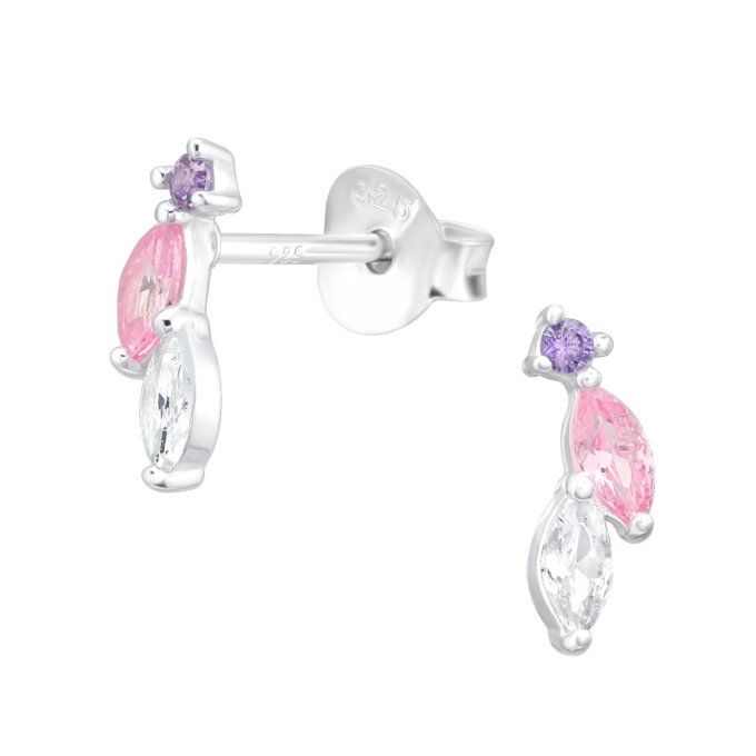 Boucles zirco rose violet