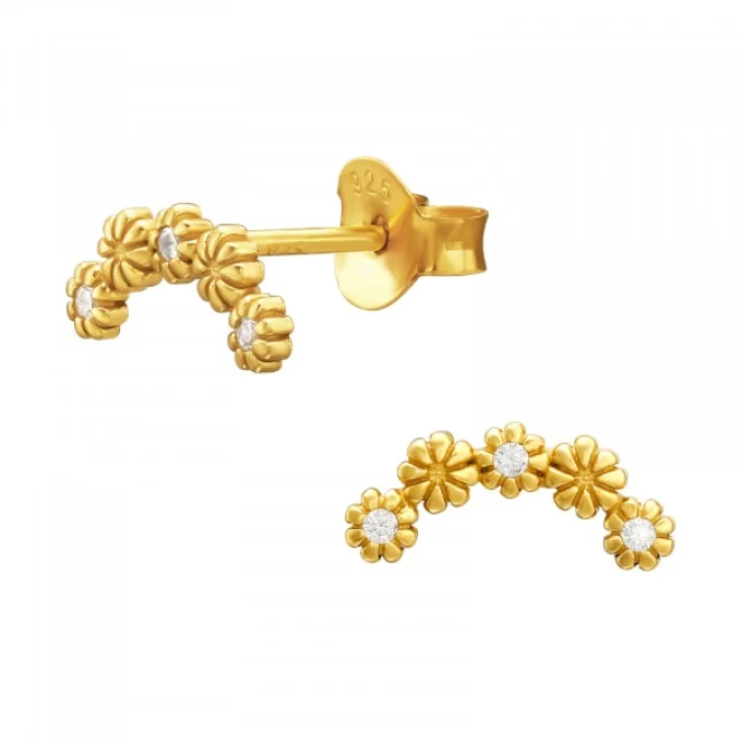 Boucles arc fleurs zirconium