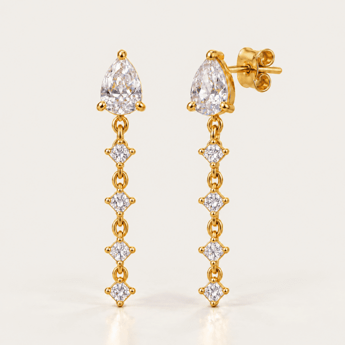 Boucles d’oreilles dorées rivière scintillante