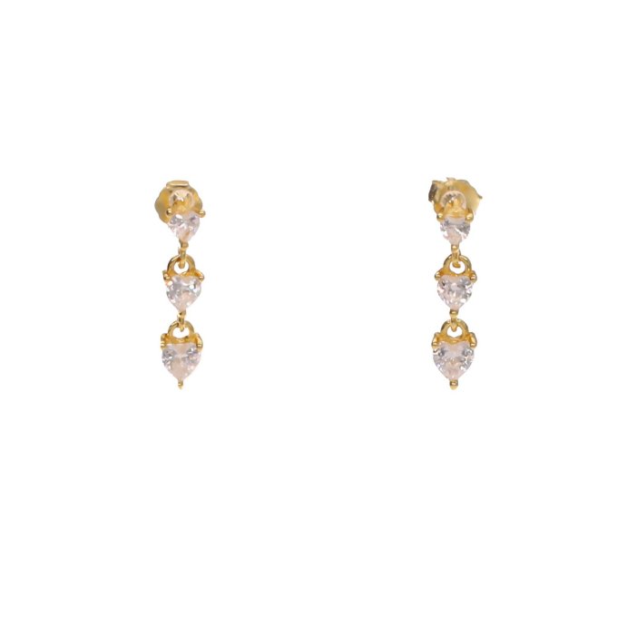 BOUCLE D'OREILLE 3 ZIRCONIUM OR