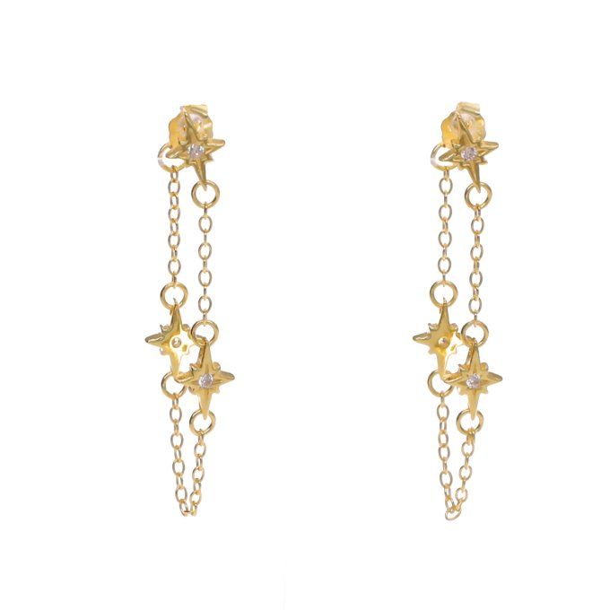BOUCLES D'OREILLES ETOILE CHAINE