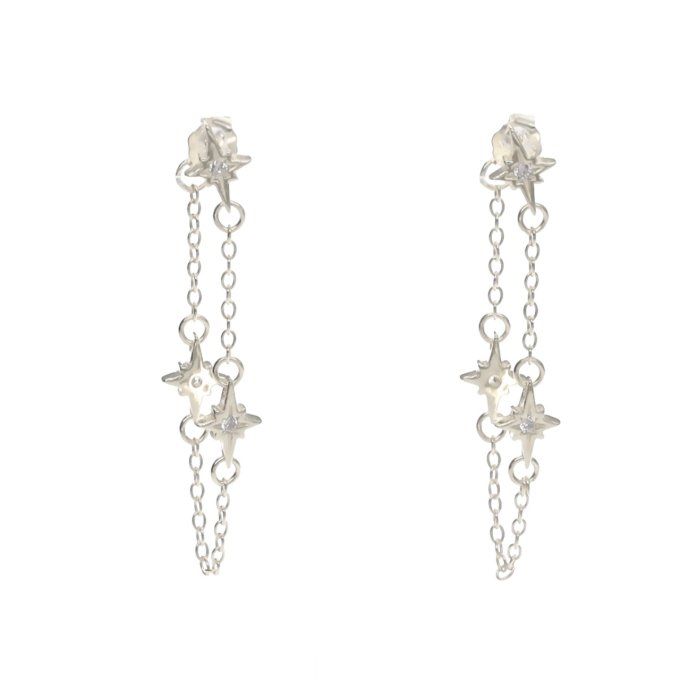 BOUCLES D'OREILLES ETOILE CHAINE