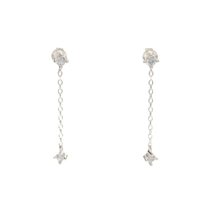 BOUCLES D'OREILLES PENDANTE 2 ZIRCONIUMS OR