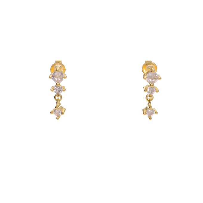 BOUCLES D'OREILLES 3 ZIRCONIUMS  OR