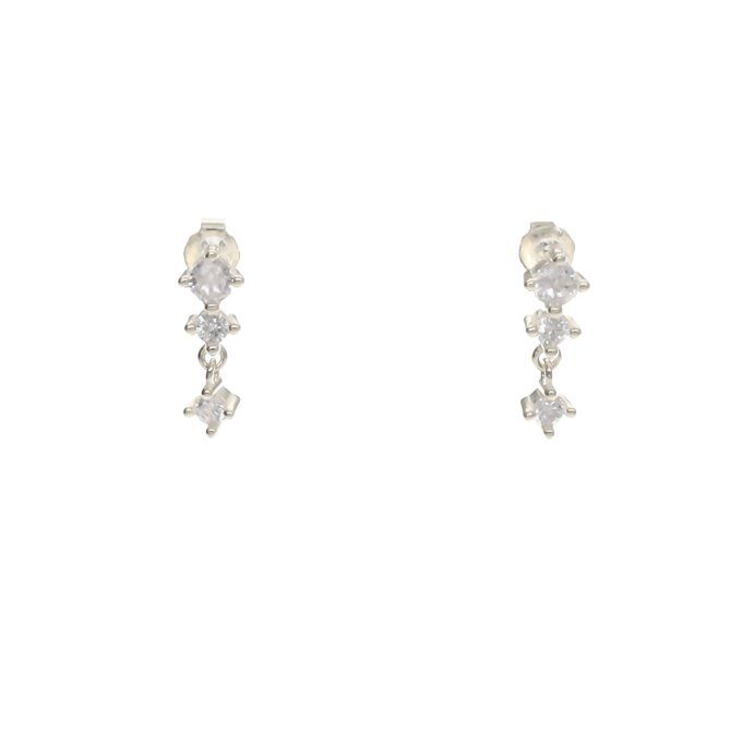 BOUCLES D'OREILLES 3 ZIRCONIUMS  OR