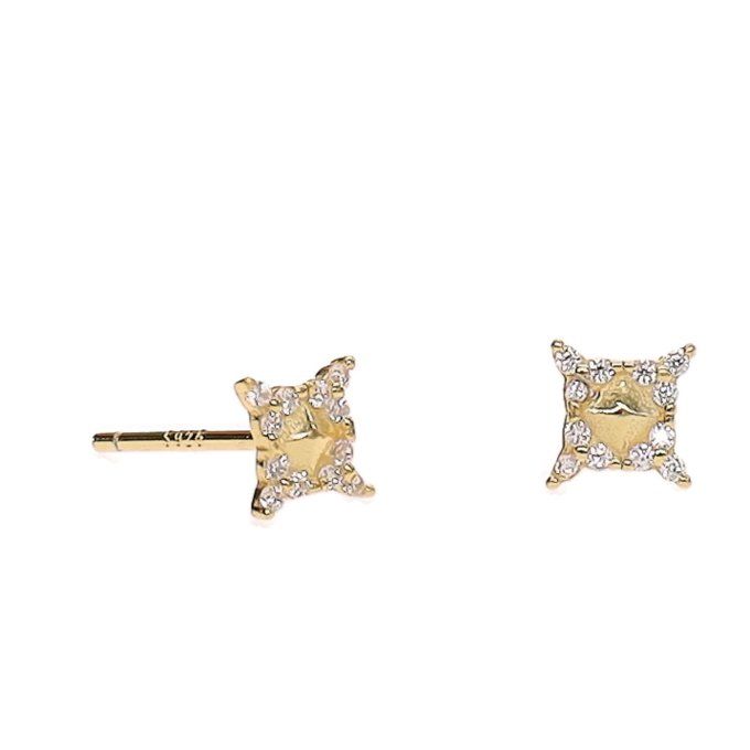 BOUCLES D'OREILLES CARRE STRASS OR