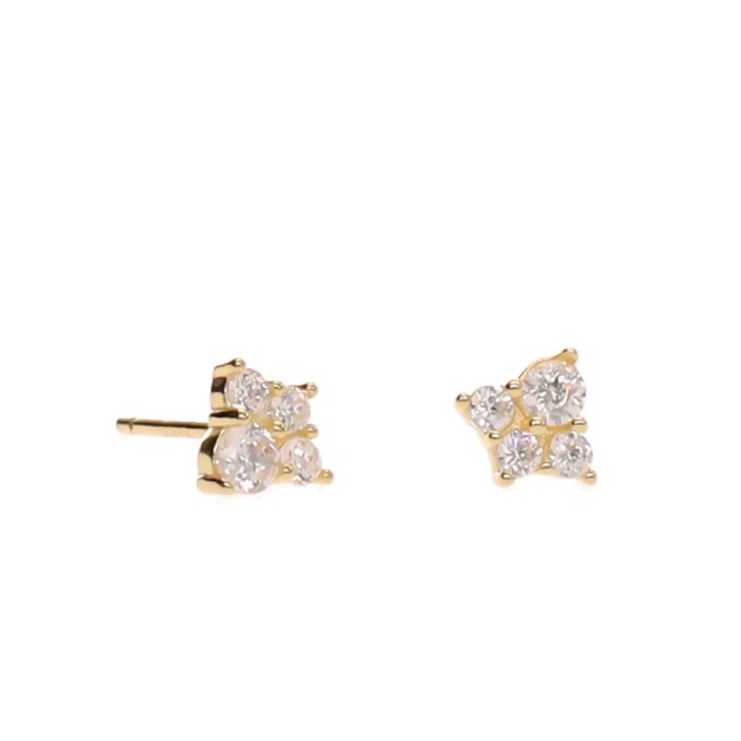 BOUCLES D'OREILLES 4 STRASS OR