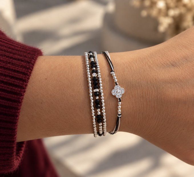 Bracelet trèfle zirconiums
