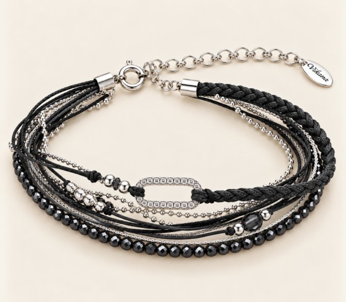 Bracelet ovale pavé noir 