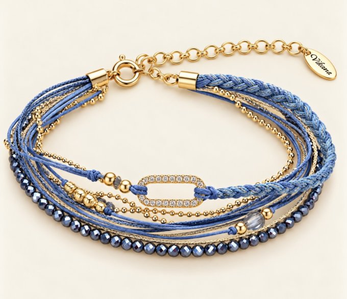 Bracelet ovale pavé gris denim