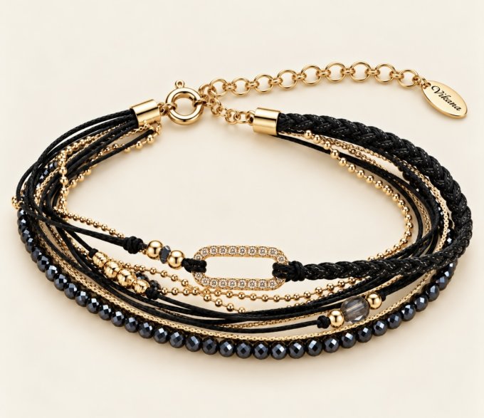 Bracelet ovale pavé noir 