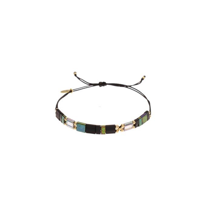 BRACELET CAMILLE VERT NOIR OR