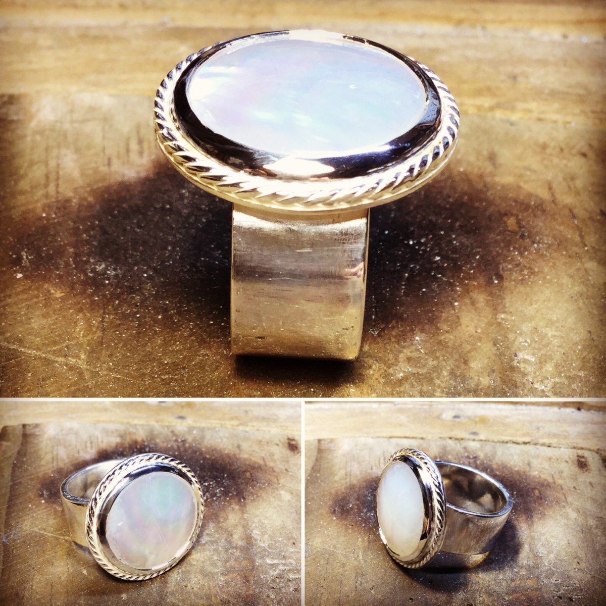 VIKANA Création bague argent 925 nacre serti